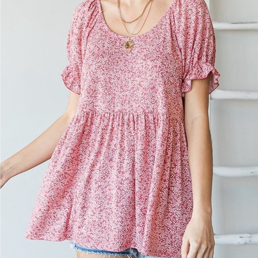 Baby doll tiny floral top in pink